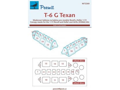 PEEWIT MASK 1/72 Canopy mask T-6G Texan for REV/HELL