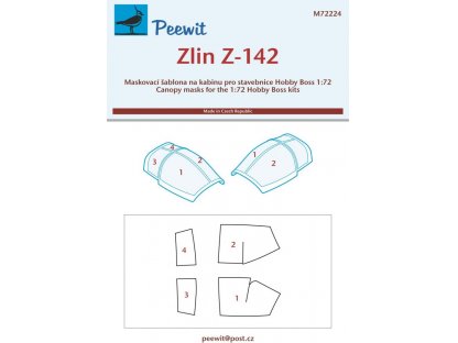 PEEWIT MASK 1/72 Canopy mask Zlin Z-142 HOBBYB