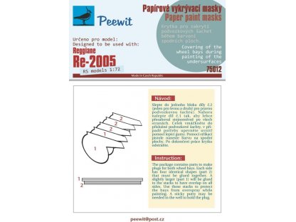 PEEWIT MASK 1/72 Paper paint mask Reggiane Re 2005 for RS