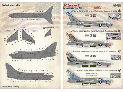 PRINTSCALE 1/72 A-7 Corsair II Part 3 technical stencils