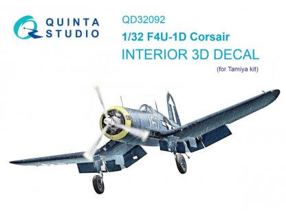 QUINTA 1/32 F4U-1D Corsair 3D-Printed & Color Interior for TAM