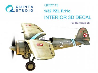 QUINTA 1/32 PZL P.11c 3D-Printed & Color Interior for IBG