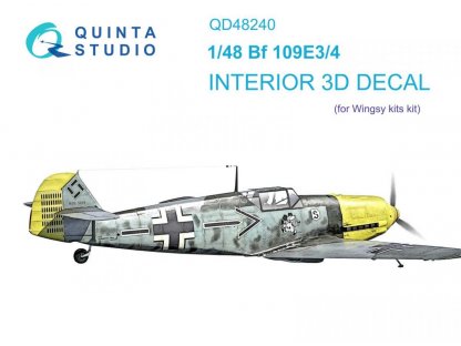 QUINTA 1/48 Bf 109E-3/4 3D-Printed & Color Interior for WINGSY