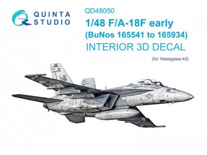 QUINTA 1/48 F/A-18F Superhornet early 3D-Printed & Color Interior for HAS
