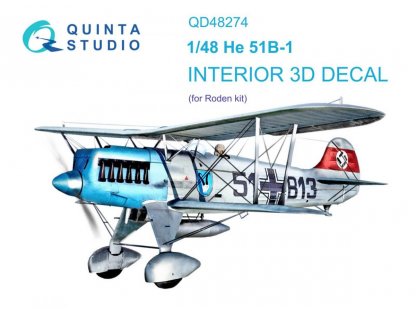 QUINTA 1/48 He 51B 3D-Printed & Color Interior for ROD