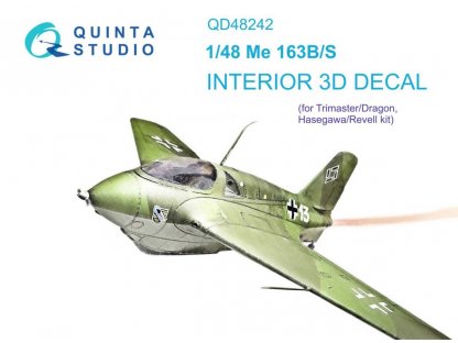 QUINTA 1/48 Me 163B/S Komet 3D-Printed & Color Interior for DRA