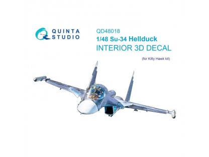 QUINTA 1/48 Su-34 3D-Printed & Color Interior for KTH