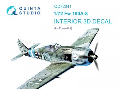 QUINTA 1/72 Fw 190A-8 3D-Printed & Color Interior for EDU