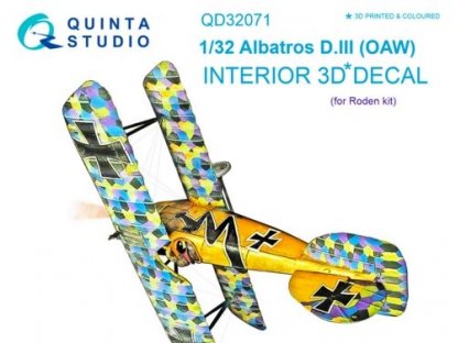 QUINTA STUDIO 1/32 Albatros D.III OAW 3D-Print+Color Interior for RDN