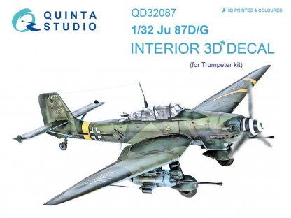 QUINTA STUDIO 1/32 Ju87 D/G 3D-Print+Color Interior for TRU