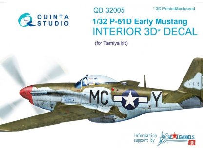 QUINTA STUDIO 1/32 P-51D Mustang Early 3D-Printed colour Interior for TAM