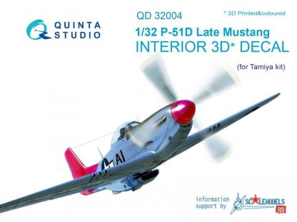 QUINTA STUDIO 1/32 P-51D Mustang Late 3D-Printed colour Interior for TAM