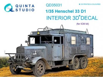 QUINTA STUDIO 1/35 Henschel 33 D1 3D-Print+Color Interior for ICM