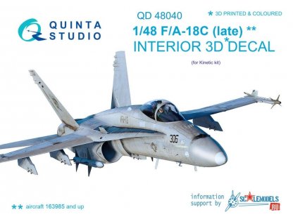 QUINTA STUDIO 1/48 F/A-18C late 3D-Printed colour Interior (KIN)