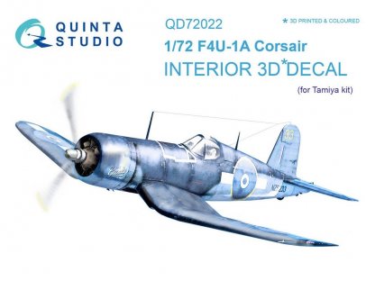 QUINTA STUDIO 1/72 F4U-1A Corsair 3D-Print+Color Interior for TAM