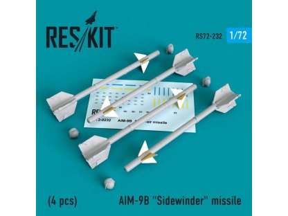 RESKIT 1/72 AIM-9B Sidewinder missile (4 pcs.)