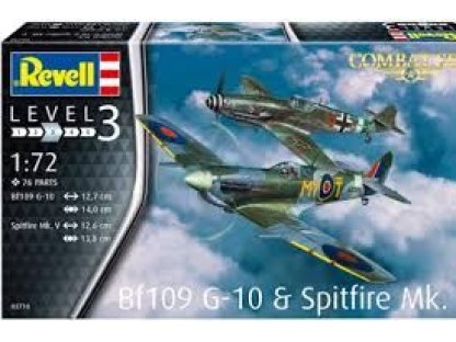 REVELL 1/72 BF109G-10 + Spitfire MK.V Model Set