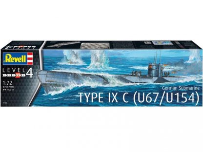 REVELL 1/72 German Submarine U-boot Type IXc U67/U154