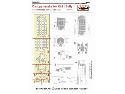 RISING DECALS 1/72 Canopy masks for Ki-21 Sally for ICM