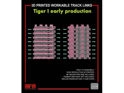 RYE FIELD 1/35 3D Printed workable track links for Tiger I Early