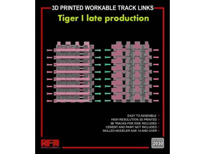 RYE FIELD 1/35 3D Printed workable track links for Tiger I late production