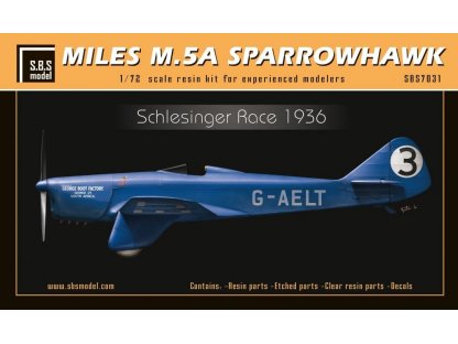 SBS 1/72 Miles M.5A Sparrowhawk Schlesinger Race