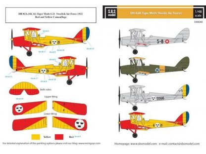 SBS MODEL 1/48 Decal DH-82A Tiger Moth Nordic Air Forces