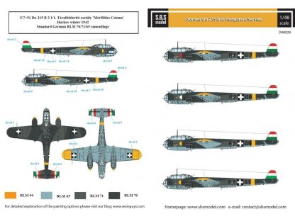SBS MODEL 1/48 Decal Do 215B in Hungarian Service