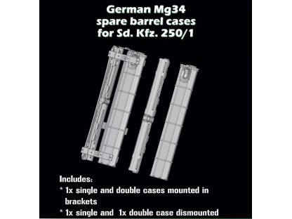 SBS MODELS 1/35 German MG34 spare barrel cases Sd.Kfz.250/1