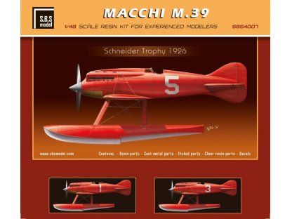 SBS MODELS 1/48 Macchi M.39 Schneider Trophy 1926 (resin kit)