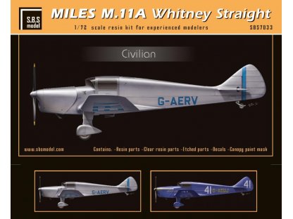SBS MODELS 1/72 Miles M.11A Whitney Straight Civilian (resin)