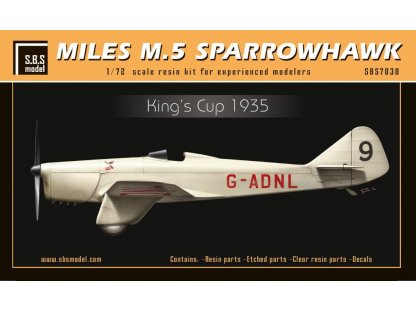 SBS MODELS 1/72 Miles M.5 Sparrowhawk, King's Cup 1935