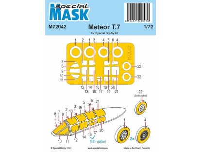 SPECIAL HOBBY 1/72 Mask for Gloster Meteor Mk.7 for SH