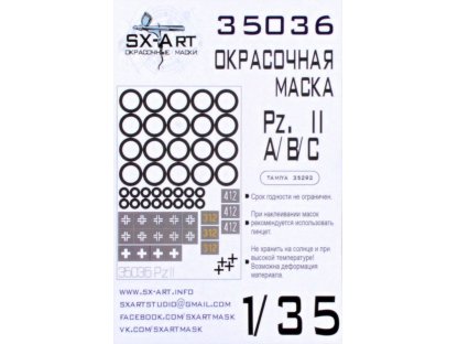 SX-ART 1/35 Mask Pz.II Ausf. A/B/C Painting Mask for TAM 35292