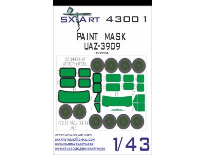 SX-ART 1/43 Mask UAZ-3909 Painting Mask for ZVE