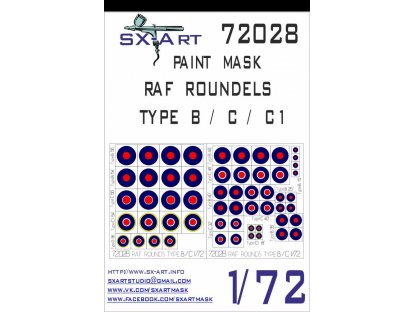 SX-ART 1/72 RAF Roundels Type B/C/C1 Painting Mask