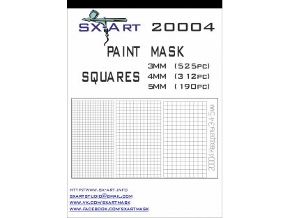 SX-ART Mask Squares 3mm (525x), 4mm (312x), 5mm (190x)