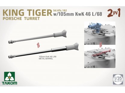 TAKOM 1/35 King Tiger Porsche Turret Sd.Kfz.182 w/105 mm KwK 46L/68 2 in 1