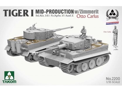 TAKOM 1/35 Tiger I Sd.Kfz.181 Mid-Production w/Zimmerit Limited Edition Otto Carius
