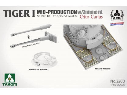 TAKOM 1/35 Tiger I Sd.Kfz.181 Mid-Production w/Zimmerit Limited Edition Otto Carius