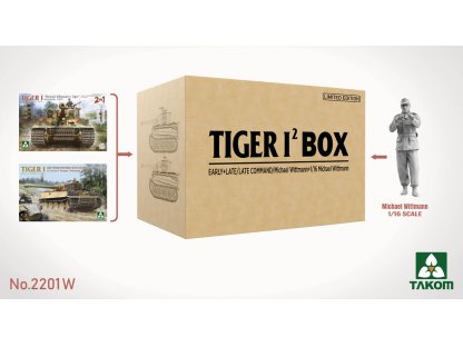 TAKOM 2201W 1/35 Tiger I 2 BOX Early + Late / Late Command / Michael Wittmann + 1 / 1/16 Michael Wittmann Limited Edition