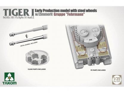 TAKOM 2202 1/35 Tiger I Early Gruppe "Fehrmann" w/ Steel Wheels, Zimmerit