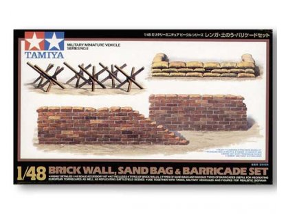 TAMIYA 1/48 Brick Wall, Sand Bag & Barricade Set