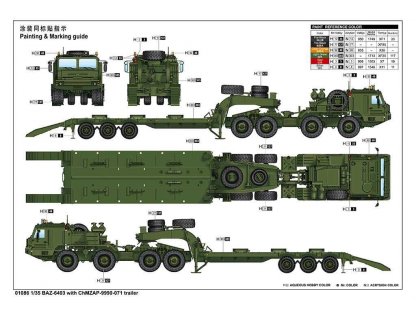 TRUMPETER 1/35 BAZ-6403 with ChMZAP-9990-071 Trailer