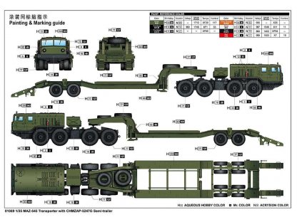 TRUMPETER 1/35 MAZ-545 Transporter With CHMZAP-5247G Semi-Trailer