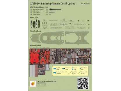 VERY FIRE 1/250 VF250001 IJN Yamato Detail Up Set for ARII