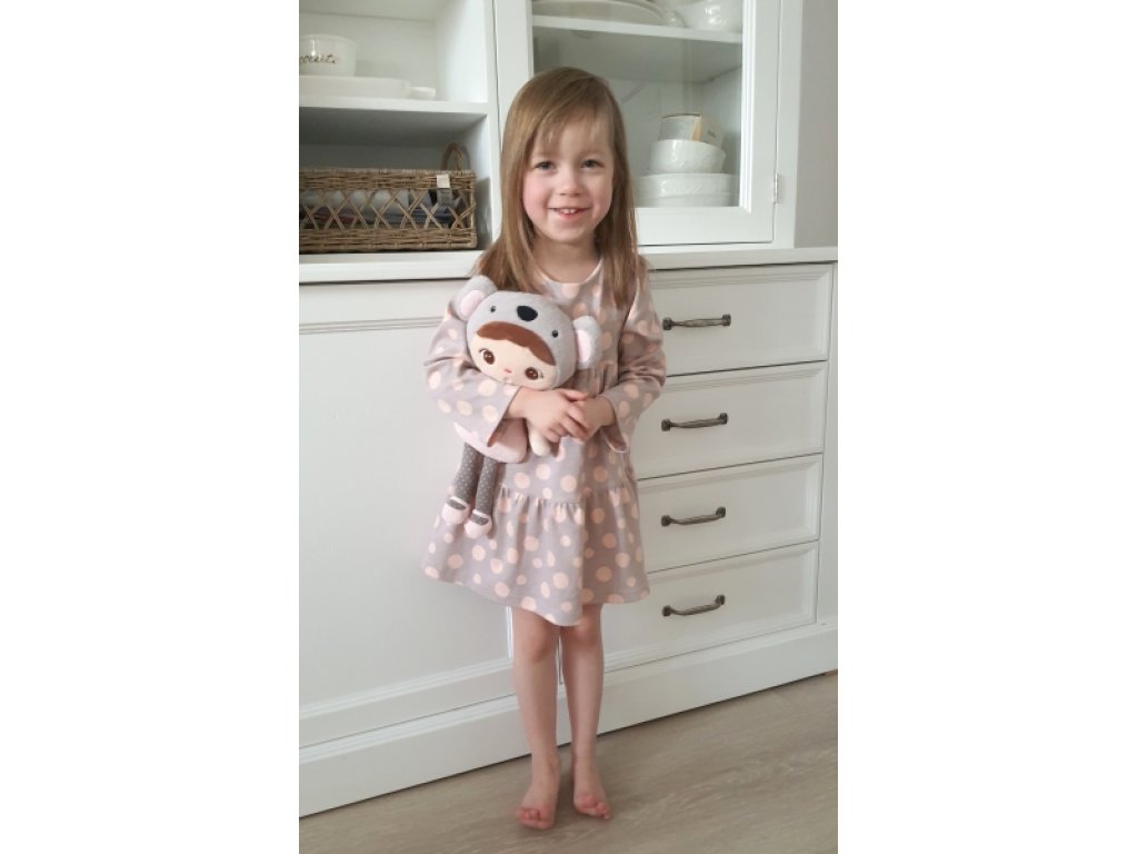  2-dílná sada dívčí bavlněné šaty s čelenkou - Puntík