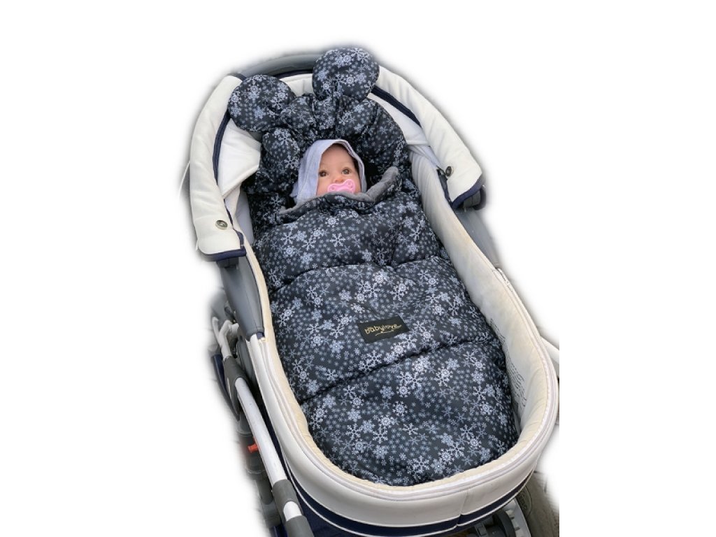 Baby Nellys nepromokavý fusak s oušky MIKI, fleece Velvet 90 x 50 cm - černá s hvězdami