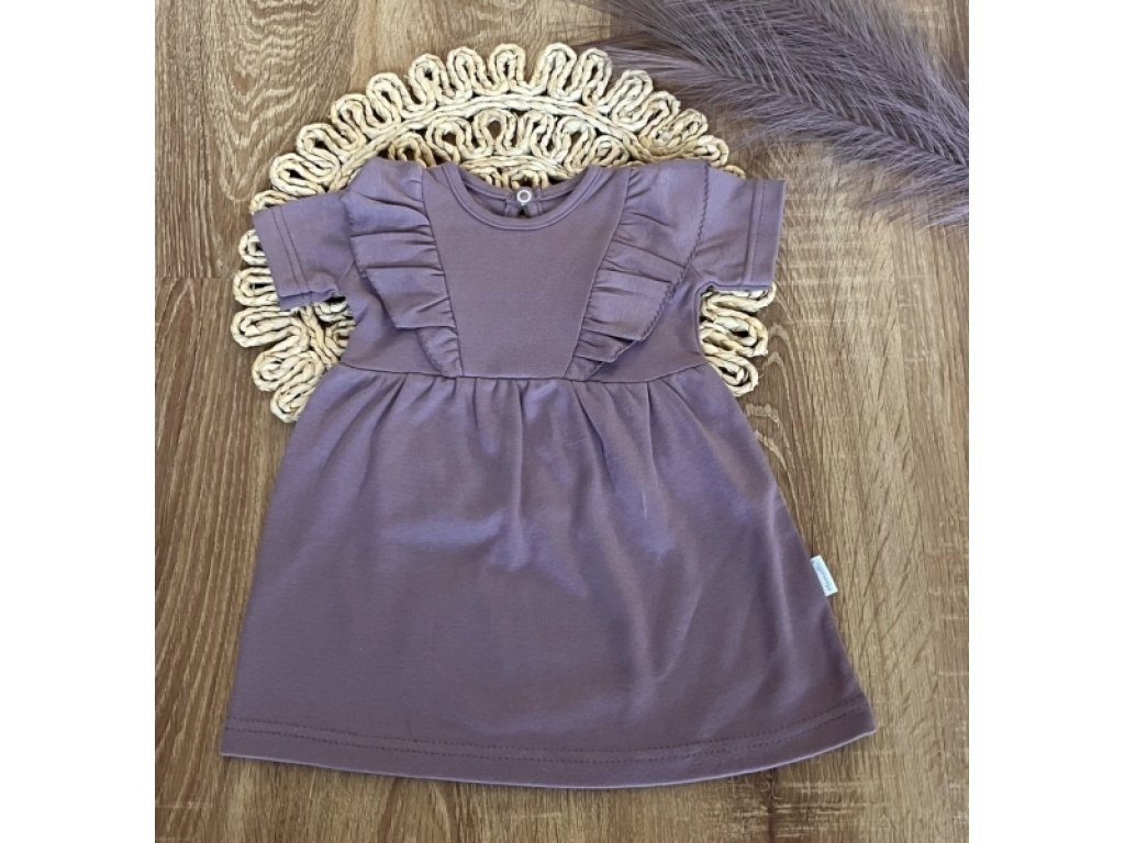 Bavlněné šaty s řasením, kr. rukáv, Puntík