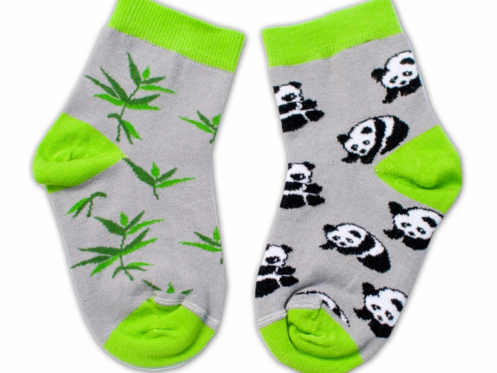 Bavlněné veselé ponožky Panda - šedé